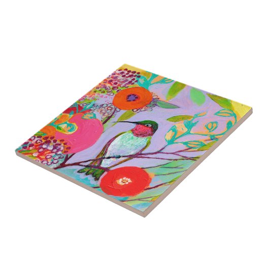 Hummingbird in Pink Tile Tegeltje (Zijkant)