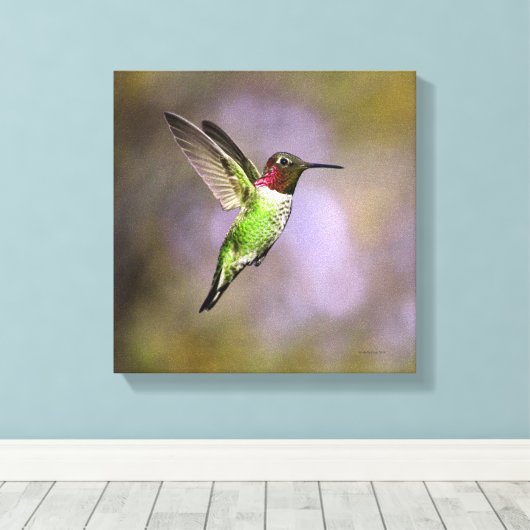 Hummingbird in vlucht canvas afdruk (Insitu (Houten vloer))