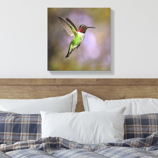 Hummingbird in vlucht canvas afdruk (Insitu (Slaapkamer))