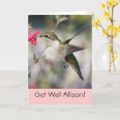 Hummingbird in vlucht kaart (Gele Bloem)