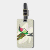 Hummingbird in vlucht op gestructureerde achtergro bagagelabel (Voorkant verticaal)