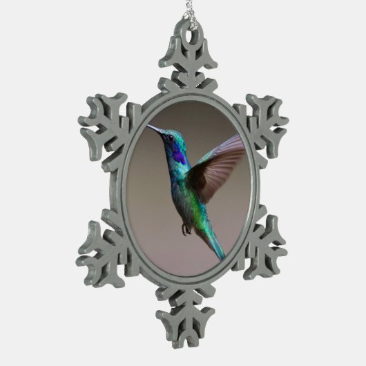 Hummingbird in vlucht tin sneeuwvlok ornament (Links)