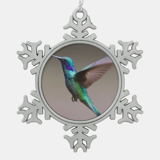 Hummingbird in vlucht tin sneeuwvlok ornament (Voorkant)