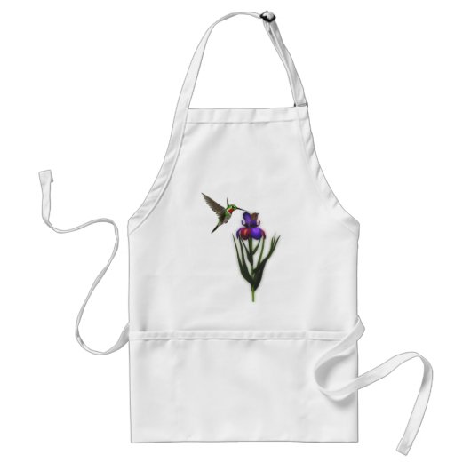 Hummingbird Iris Flower Apron Standaard Schort (Voorkant)