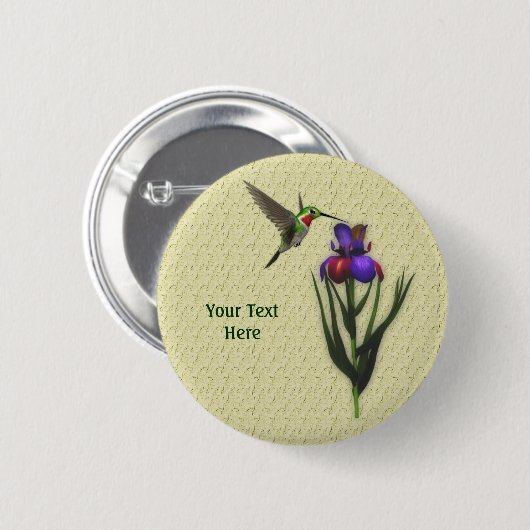 Hummingbird Iris Flower Button (Voorkant /achterkant)