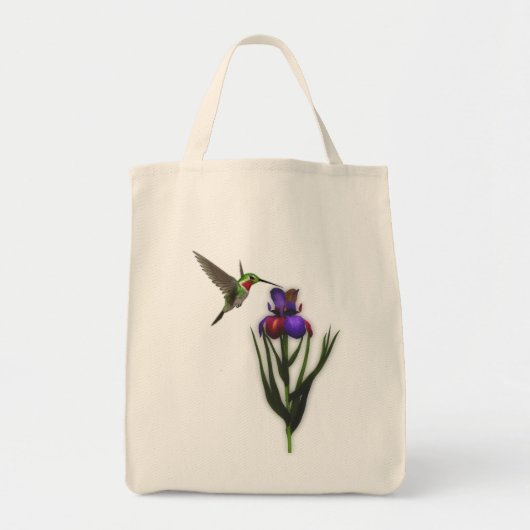 Hummingbird Iris Flower Canvas tas (Voorkant)