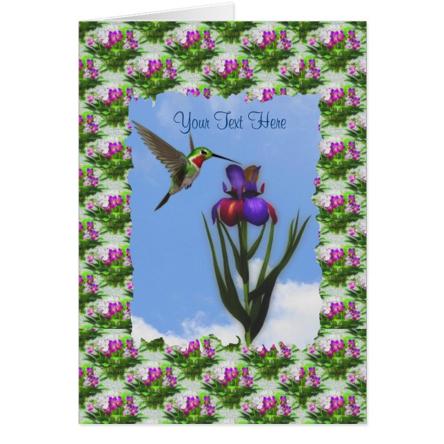 Hummingbird Iris Flower Card (Voorkant)