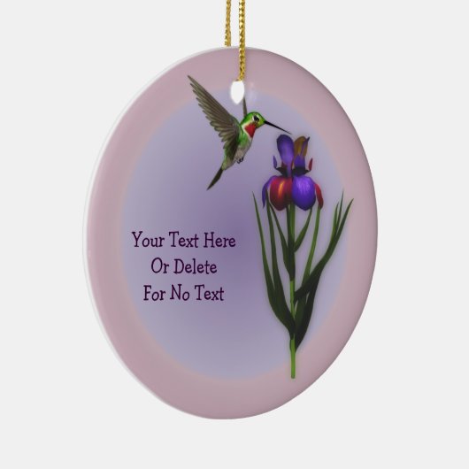 Hummingbird Iris Flower Personalized Ornament (Rechts)