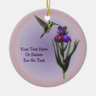 Hummingbird Iris Flower Personalized Ornament