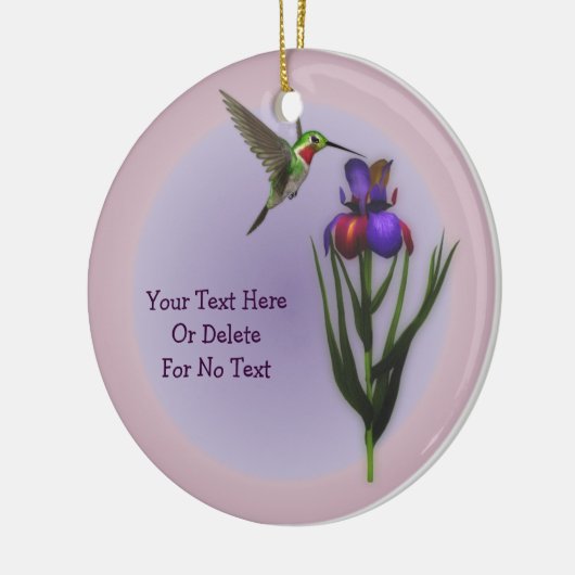 Hummingbird Iris Flower Personalized Ornament (Links)