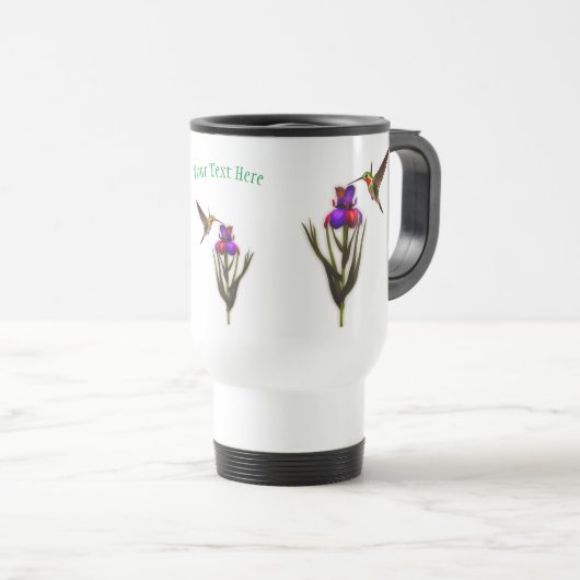 Hummingbird Iris Flower Personalized Reisbeker (Voorkant rechts)