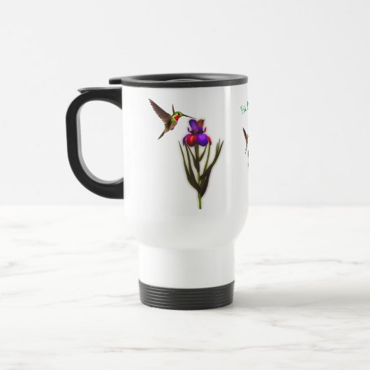 Hummingbird Iris Flower Personalized Reisbeker (Links)