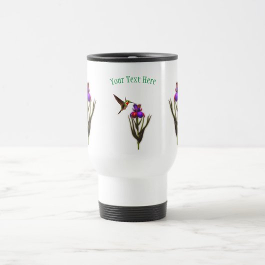 Hummingbird Iris Flower Personalized Reisbeker (Center)