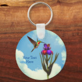 Hummingbird Iris Flower Personalized Sleutelhanger (Voorkant)