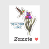 Hummingbird Iris Flower Personalized Sticker (Vel)