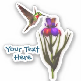 Hummingbird Iris Flower Personalized Sticker
