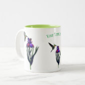 Hummingbird Iris Flower Personalized Tweekleurige Koffiemok (Voorkant links)