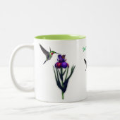 Hummingbird Iris Flower Personalized Tweekleurige Koffiemok (Links)