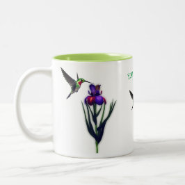 Hummingbird Iris Flower Personalized Tweekleurige Koffiemok