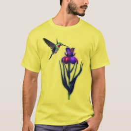 Hummingbird Iris Flower T-shirt