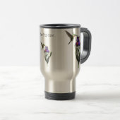 Hummingbird Iris Flower Travel Mug Reisbeker (Voorkant rechts)