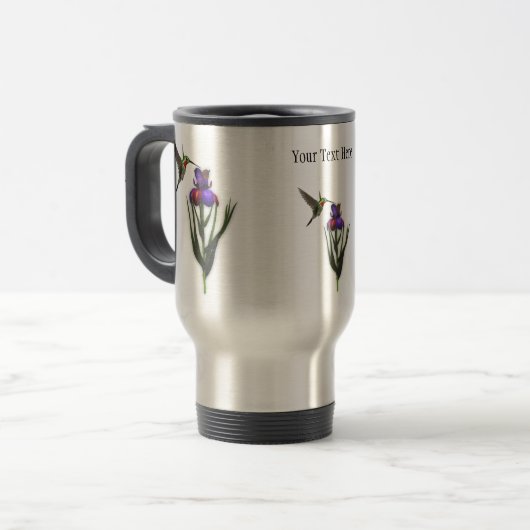 Hummingbird Iris Flower Travel Mug Reisbeker (Voorkant links)