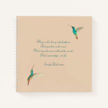 Hummingbird Journal met Emily Dickinson Quote