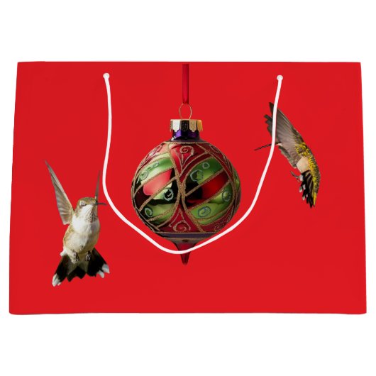 Hummingbird Kerstcadeau Tas Groot Cadeauzakje (Voorkant)