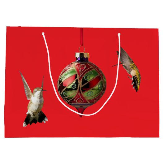 Hummingbird Kerstcadeau Tas Groot Cadeauzakje (Achterkant)