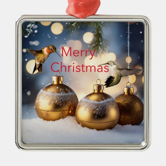 Hummingbird kerstkaart metalen ornament (Voorkant)