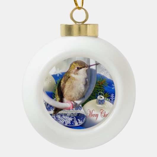 Hummingbird kerstversiering keramische bal ornament (Voorkant)