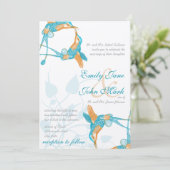 Hummingbird Kiss Tortelduifjes bruiloft Kaart (Staand voorkant)