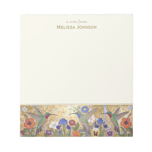 Hummingbird Klimt Style Personalized Custom Name Notitieblok (Voorkant)