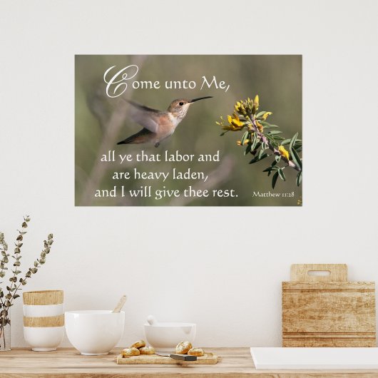 Hummingbird komt naar Jezus Print (Keuken)