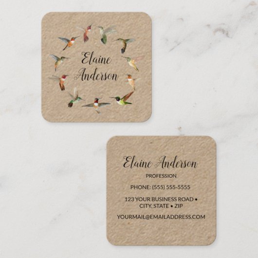 Hummingbird Kraft Square Visitekaartje (Voorkant / Achterkant)