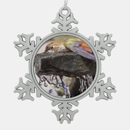 Hummingbird Laing in Water Tin Sneeuwvlok Ornament (Voorkant)