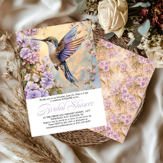 Hummingbird Lavender Flowers Bridal Shower | Kaart