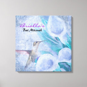 HUMMINGBIRD & LILY Bat Mitzvah Sign In Board Canvas Afdruk