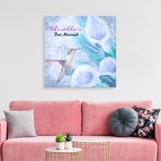HUMMINGBIRD & LILY Bat Mitzvah Sign In Board Canvas Afdruk (Insitu (Woonkamer))