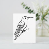 Hummingbird Line Art – Bird Illustration Briefkaart (Staand voorkant)