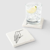 Hummingbird Line Art – Bird Illustration Stenen Onderzetter (Zijkant)