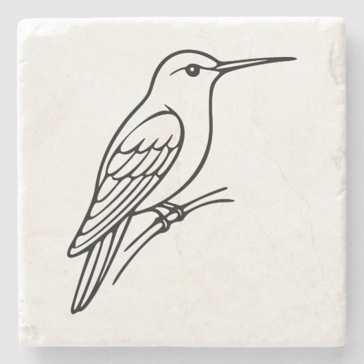 Hummingbird Line Art – Bird Illustration Stenen Onderzetter (Voorkant)