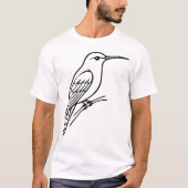 Hummingbird Line Art – Bird Illustration T-shirt (Voorkant)