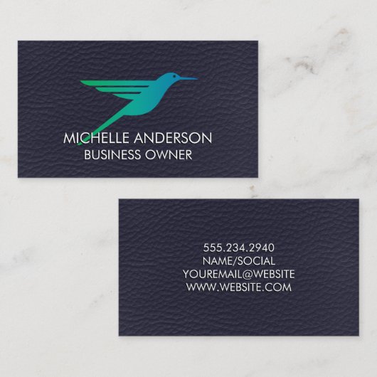 Hummingbird Logo | Achtergrond leder Visitekaartje (Voorkant / Achterkant)