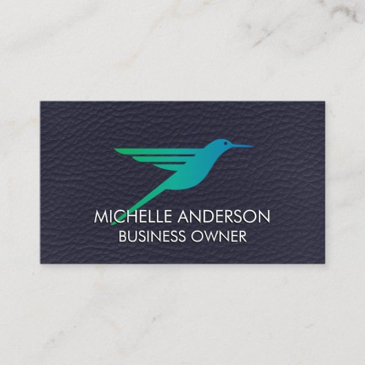 Hummingbird Logo | Achtergrond leder Visitekaartje (Voorkant)