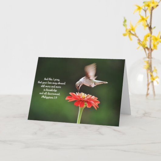 Hummingbird Love Faith Bible Scripting Kaart (Gele Bloem)
