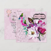 Hummingbird Magnolias Square Weddenschap Kaart (Voorkant / Achterkant)