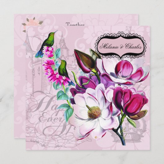 Hummingbird Magnolias Square Weddenschap Kaart (Voorkant / Achterkant)