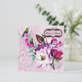 Hummingbird Magnolias Square Weddenschap Kaart (Staand voorkant)