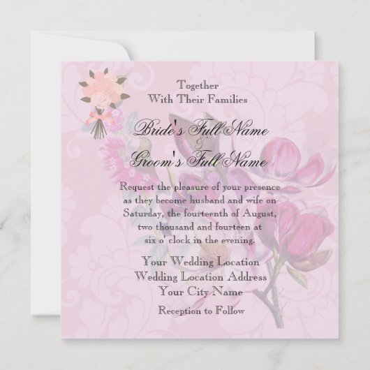 Hummingbird Magnolias Square Weddenschap Kaart (Achterkant)